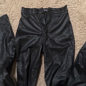 AKIRA Sleek Black Faux Leather Trousers
